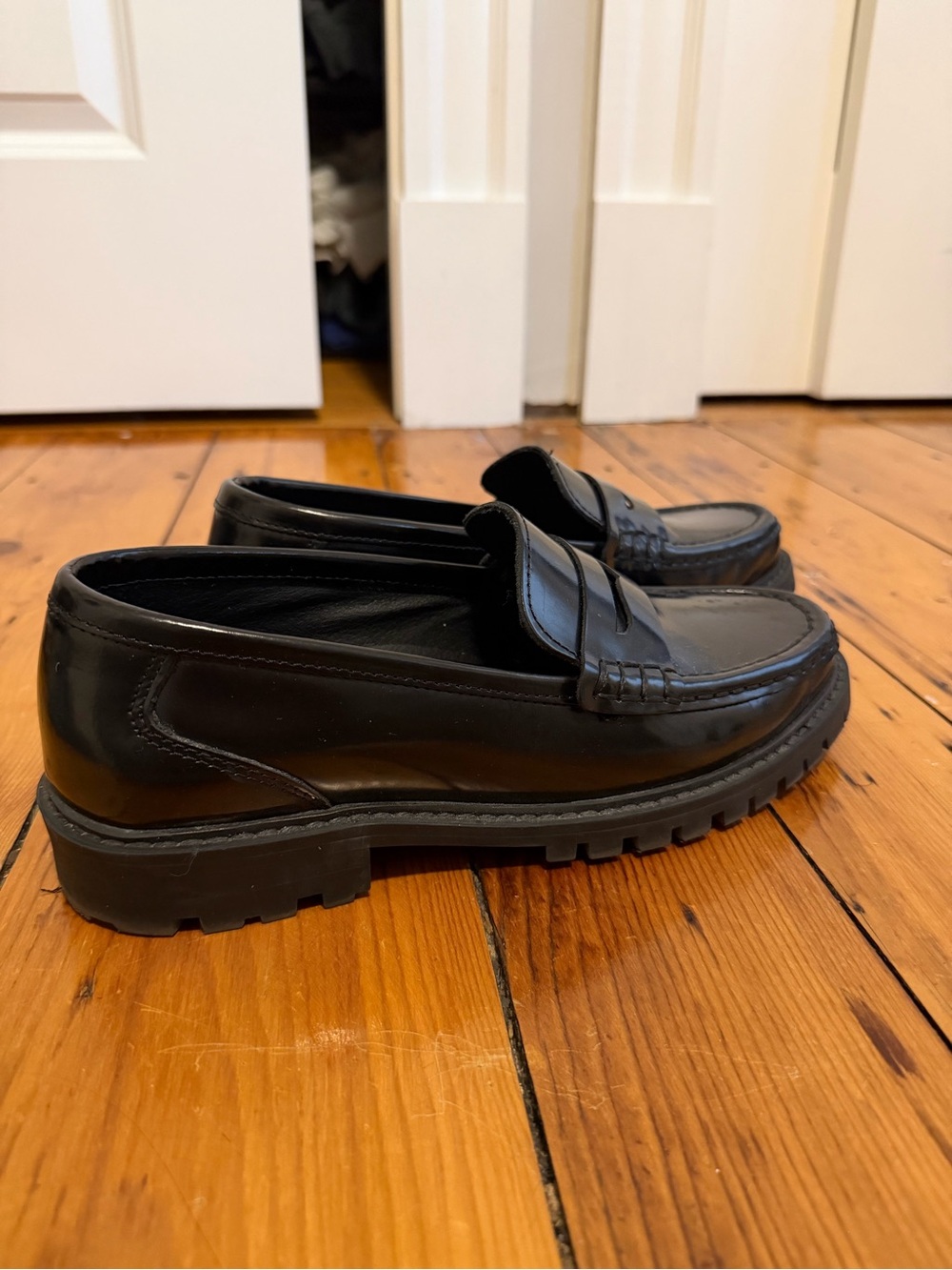 Black Leather Penny Loafers